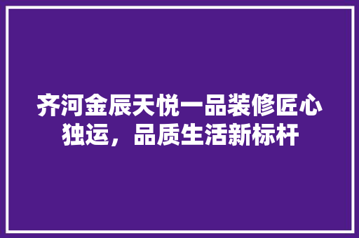 齐河金辰天悦一品装修匠心独运，品质生活新标杆