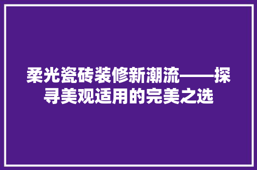 柔光瓷砖装修新潮流——探寻美观适用的完美之选 滑动门