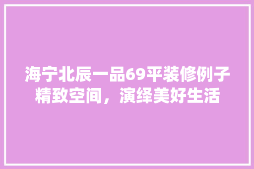 海宁北辰一品69平装修例子精致空间，演绎美好生活
