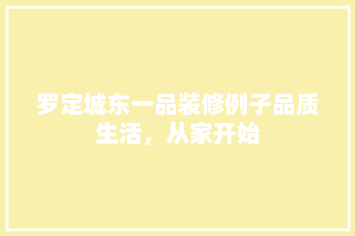 罗定城东一品装修例子品质生活，从家开始