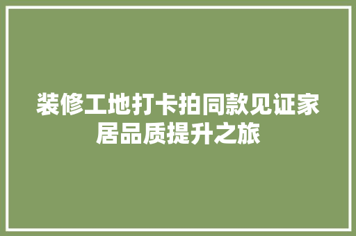 装修工地打卡拍同款见证家居品质提升之旅