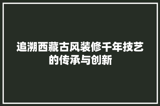 追溯西藏古风装修千年技艺的传承与创新