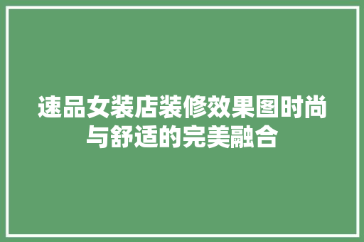 速品女装店装修效果图时尚与舒适的完美融合