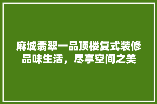 麻城翡翠一品顶楼复式装修品味生活，尽享空间之美