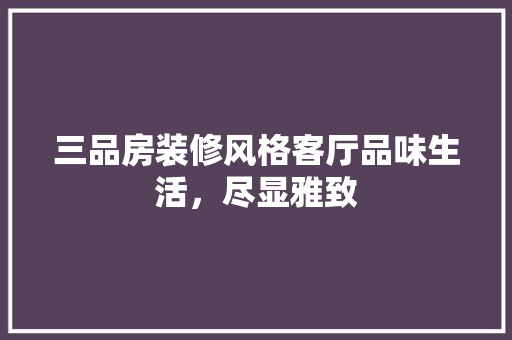 三品房装修风格客厅品味生活，尽显雅致