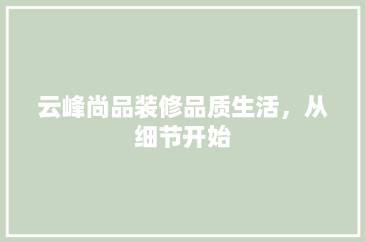 云峰尚品装修品质生活，从细节开始 复合门