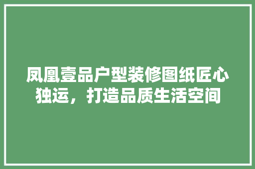 凤凰壹品户型装修图纸匠心独运，打造品质生活空间