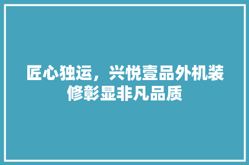 匠心独运，兴悦壹品外机装修彰显非凡品质