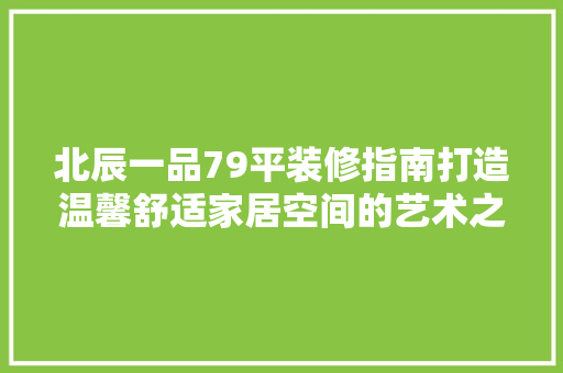 北辰一品79平装修指南打造温馨舒适家居空间的艺术之路