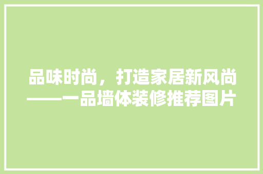 品味时尚，打造家居新风尚——一品墙体装修推荐图片大全赏析