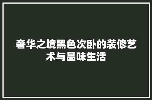 奢华之境黑色次卧的装修艺术与品味生活