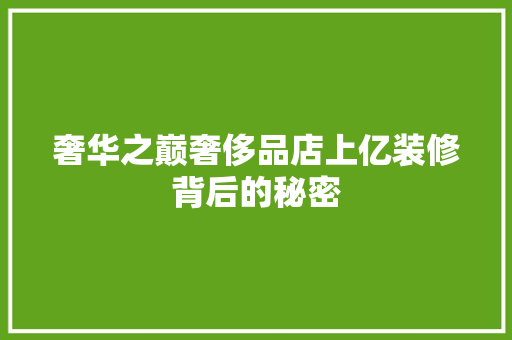 奢华之巅奢侈品店上亿装修背后的秘密 塑钢门