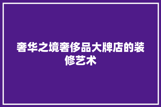 奢华之境奢侈品大牌店的装修艺术