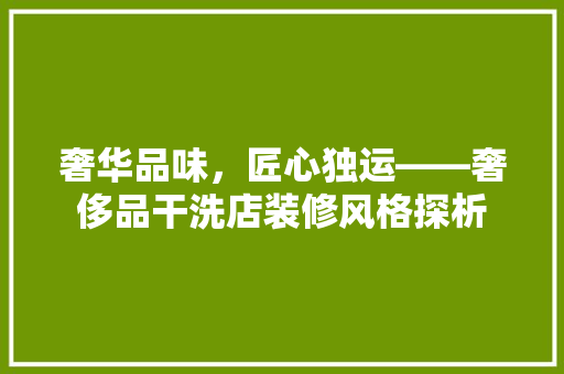 奢华品味，匠心独运——奢侈品干洗店装修风格探析