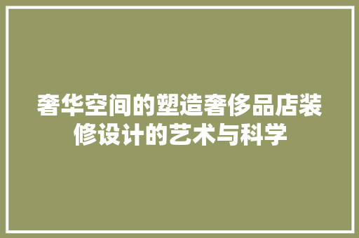 奢华空间的塑造奢侈品店装修设计的艺术与科学