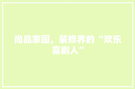 尚品家园，装修界的“欢乐喜剧人”