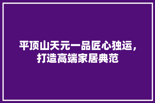 平顶山天元一品匠心独运，打造高端家居典范