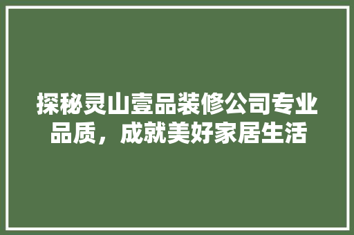 探秘灵山壹品装修公司专业品质，成就美好家居生活 复合门