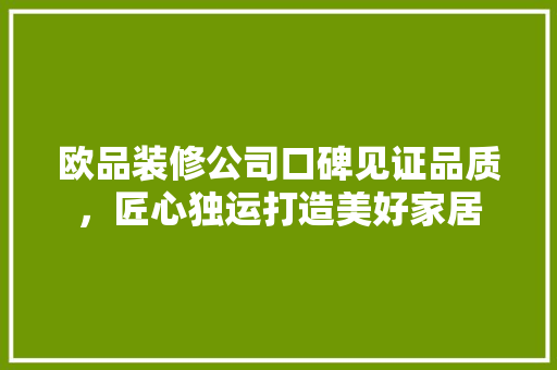 欧品装修公司口碑见证品质，匠心独运打造美好家居