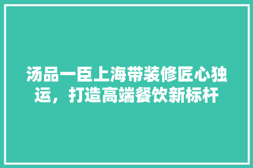 汤品一臣上海带装修匠心独运，打造高端餐饮新标杆
