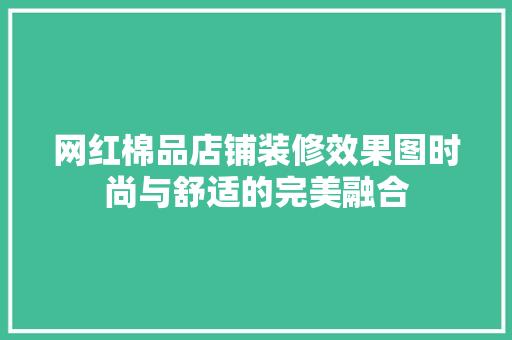 网红棉品店铺装修效果图时尚与舒适的完美融合