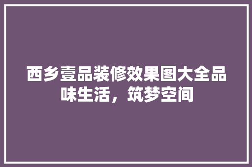 西乡壹品装修效果图大全品味生活，筑梦空间