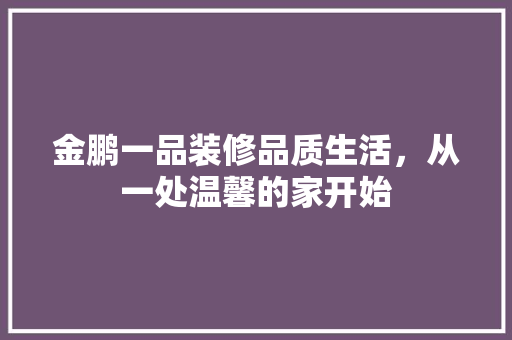 金鹏一品装修品质生活，从一处温馨的家开始