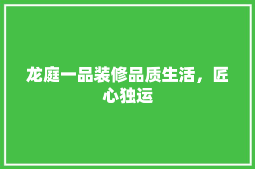 龙庭一品装修品质生活，匠心独运