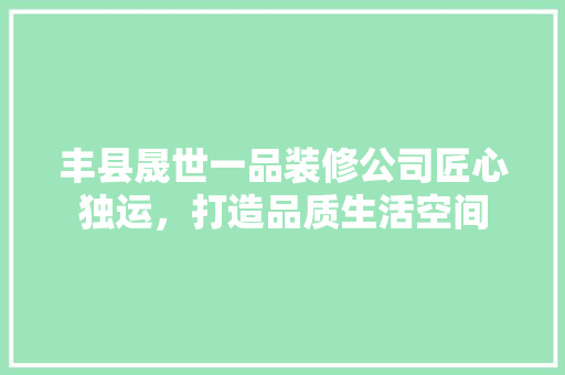 丰县晟世一品装修公司匠心独运，打造品质生活空间