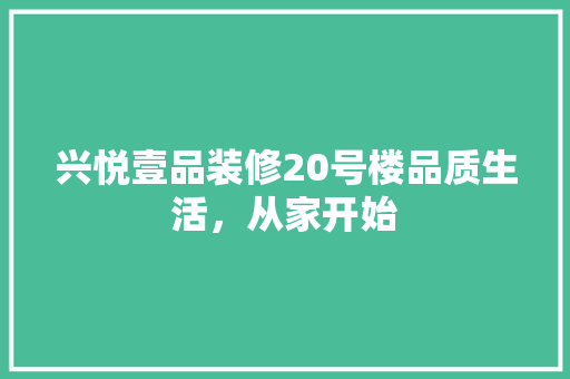 兴悦壹品装修20号楼品质生活，从家开始