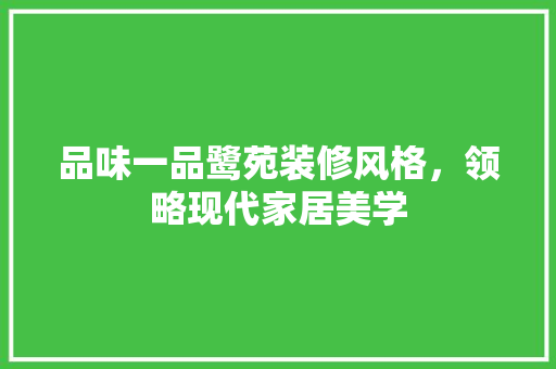 品味一品鹭苑装修风格，领略现代家居美学