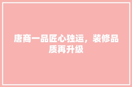 唐商一品匠心独运，装修品质再升级 铝合金门