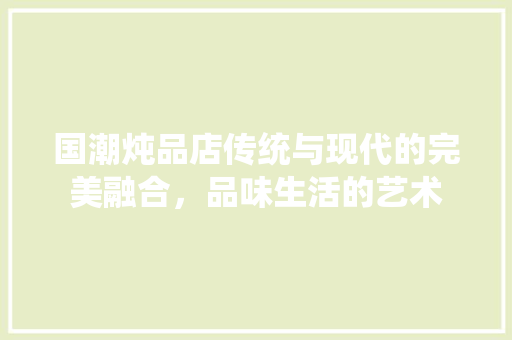 国潮炖品店传统与现代的完美融合，品味生活的艺术