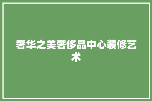 奢华之美奢侈品中心装修艺术