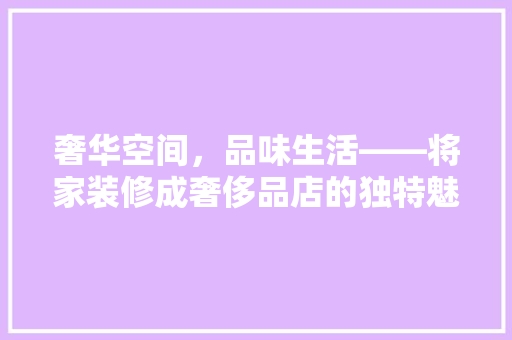 奢华空间，品味生活——将家装修成奢侈品店的独特魅力