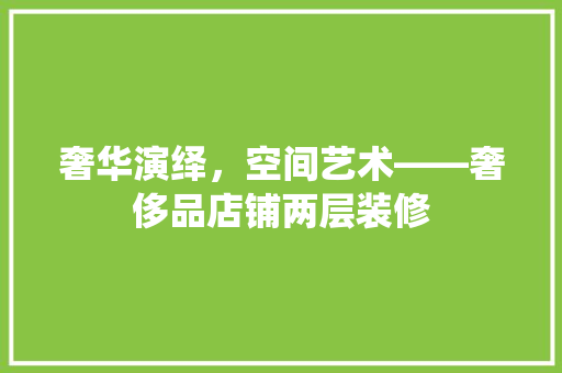 奢华演绎，空间艺术——奢侈品店铺两层装修