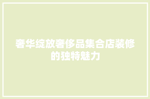 奢华绽放奢侈品集合店装修的独特魅力