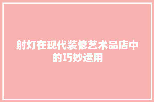 射灯在现代装修艺术品店中的巧妙运用