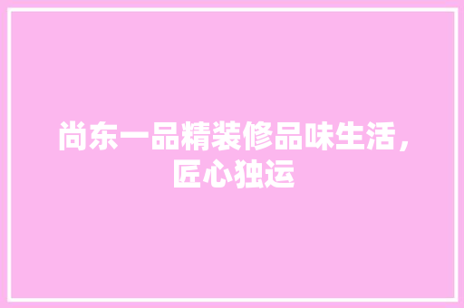 尚东一品精装修品味生活，匠心独运