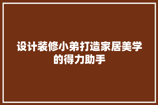 设计装修小弟打造家居美学的得力助手