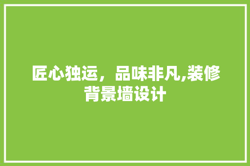匠心独运，品味非凡,装修背景墙设计