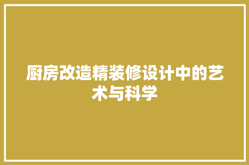厨房改造精装修设计中的艺术与科学