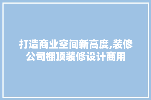 打造商业空间新高度,装修公司棚顶装修设计商用