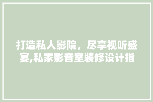 打造私人影院，尽享视听盛宴,私家影音室装修设计指南
