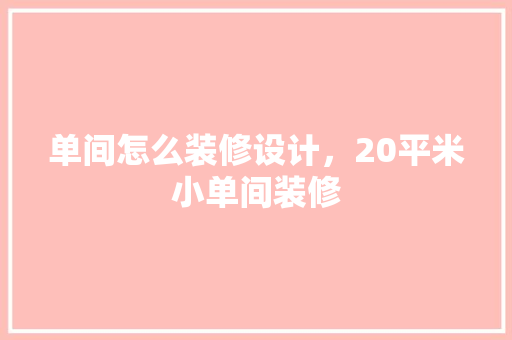 单间怎么装修设计，20平米小单间装修