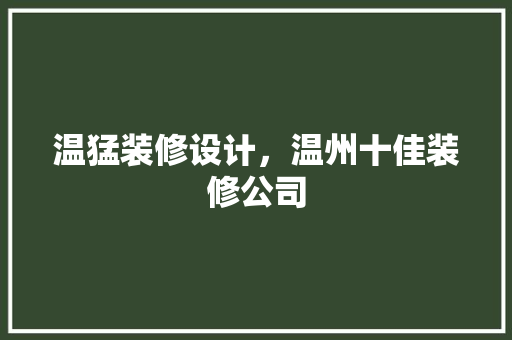 温猛装修设计，温州十佳装修公司