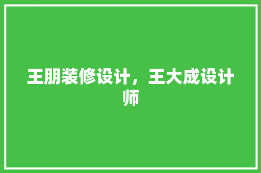 王朋装修设计，王大成设计师