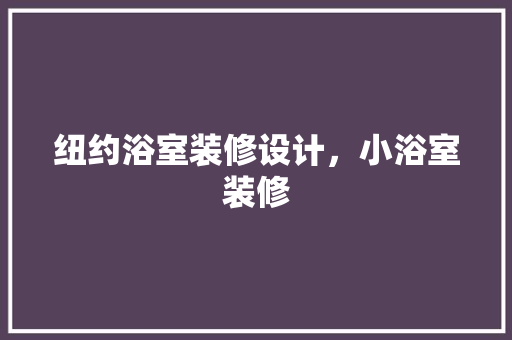 纽约浴室装修设计，小浴室装修