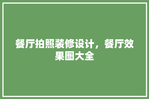 餐厅拍照装修设计，餐厅效果图大全