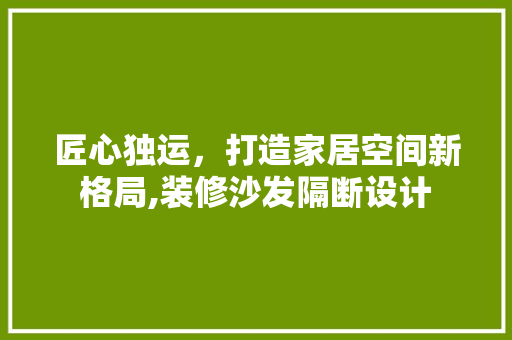 匠心独运，打造家居空间新格局,装修沙发隔断设计